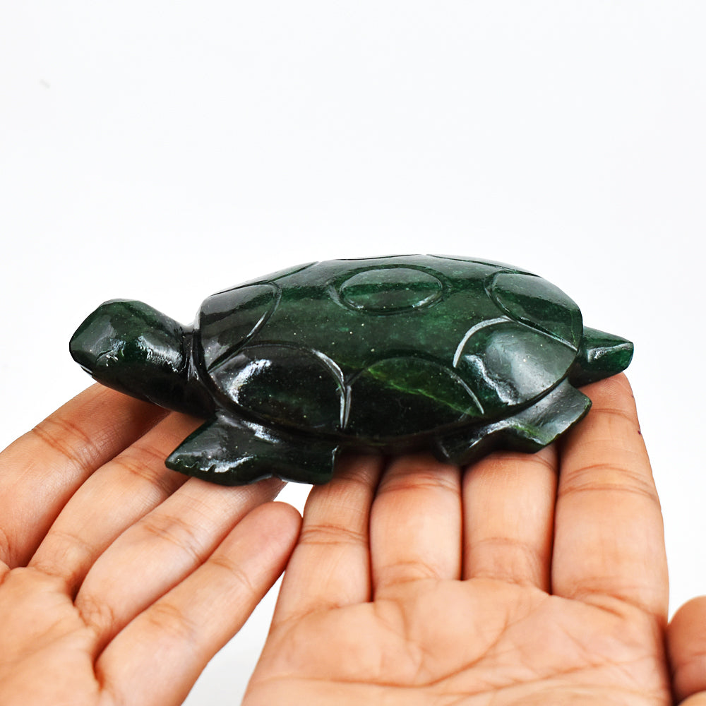 Stunning  1054.00 Carats  Genuine Green Jade Hand Carved  Crystal Gemstone Turtle Carving