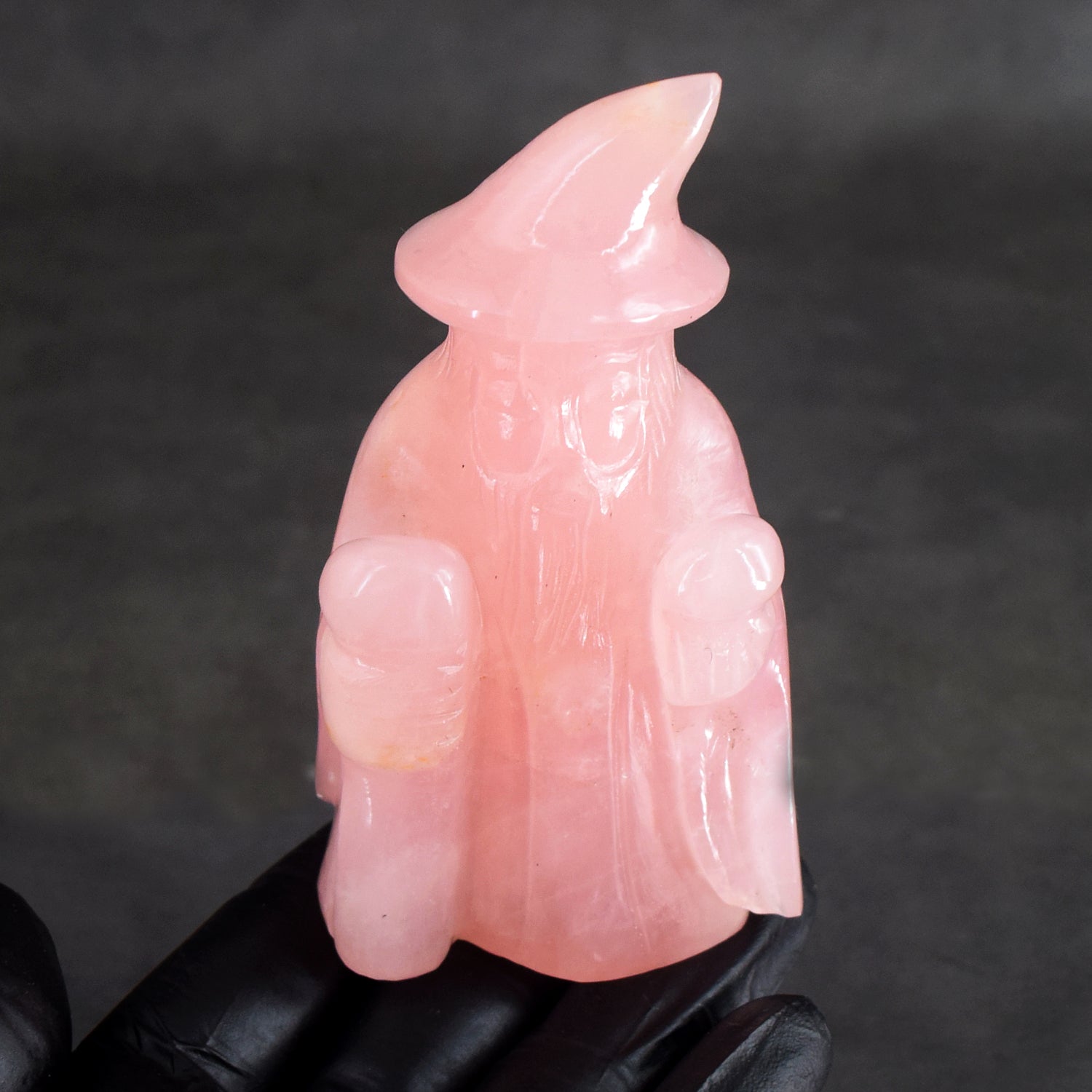 Natural 1149.00 Cts Genuine Pink Rose Quartz Hand Carved Premium Crystal Wizard