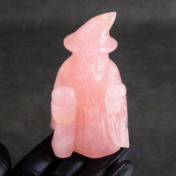 Natural 1149.00 Cts Genuine Pink Rose Quartz Hand Carved Premium Crystal Wizard