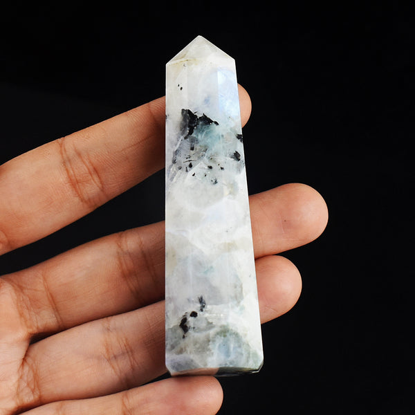 Exclusive 297.00  Carats  Genuine Blue Flash Moonstone Hand  Carved Crystal  Healing  Gemstone  Point  Carving