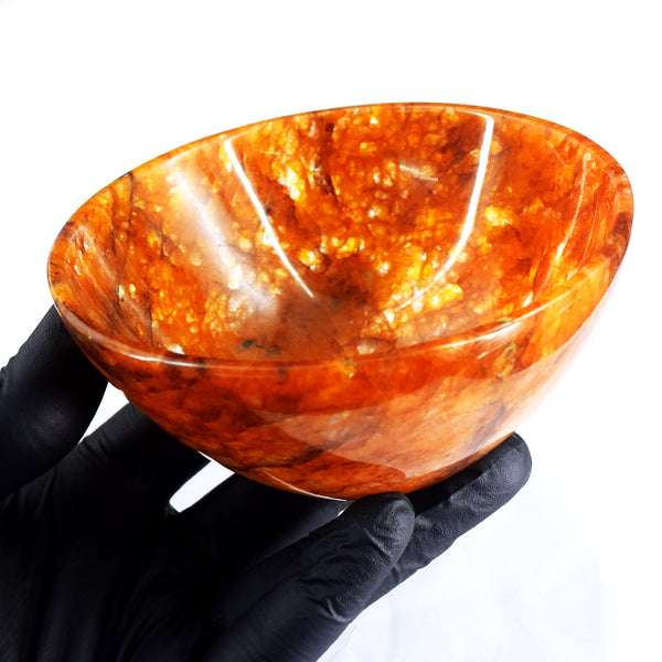 Majestic 811.00 Carats Genuine Fire Agate Hand Carved Crystal Gemstone Carving Big Bowl