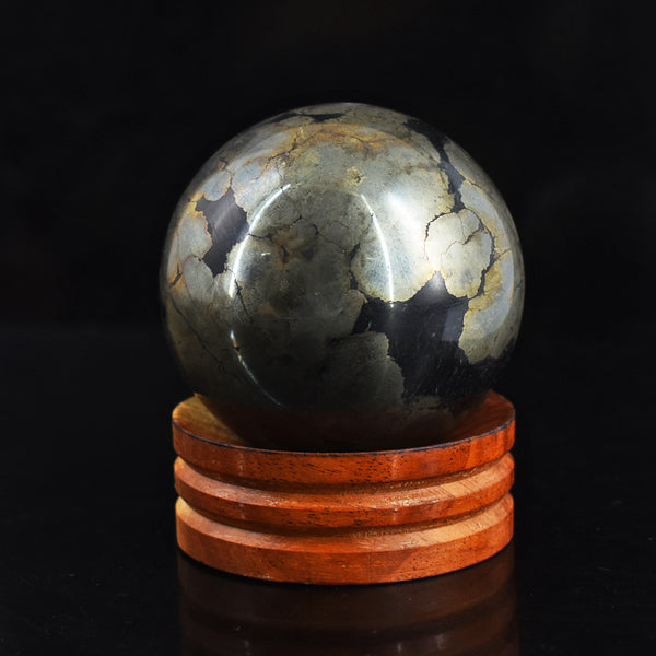 Exclusive 2359.00 Cts Carved Pyrite Reiki Crystal Healing Sphere