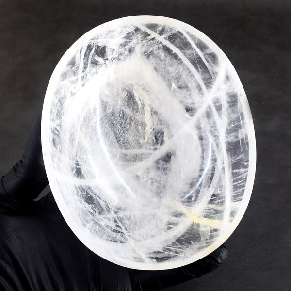 Artisian 1283.00 Carats Genuine White Quartz Hand Carved Crystal Gemstone Carving Big Bowl