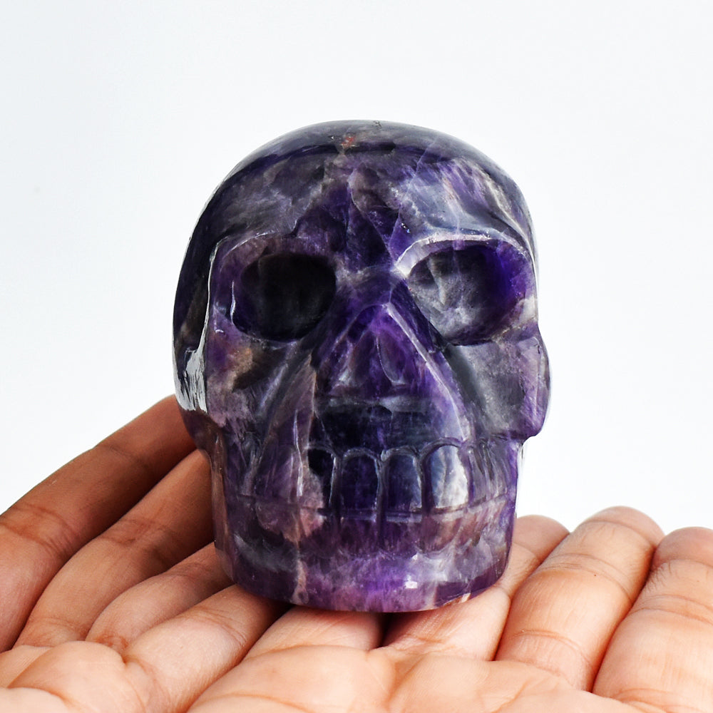 Exclusive 2080.00 Carats Genuine Amethyst Hand Carved  Crystal Gemstone Skull Carving