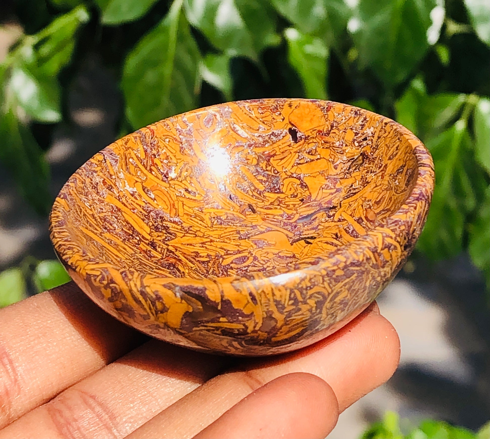 Amazing 192.00 Cts Genuine Golden Art Jasper Crystal Specimen Premium Bowl