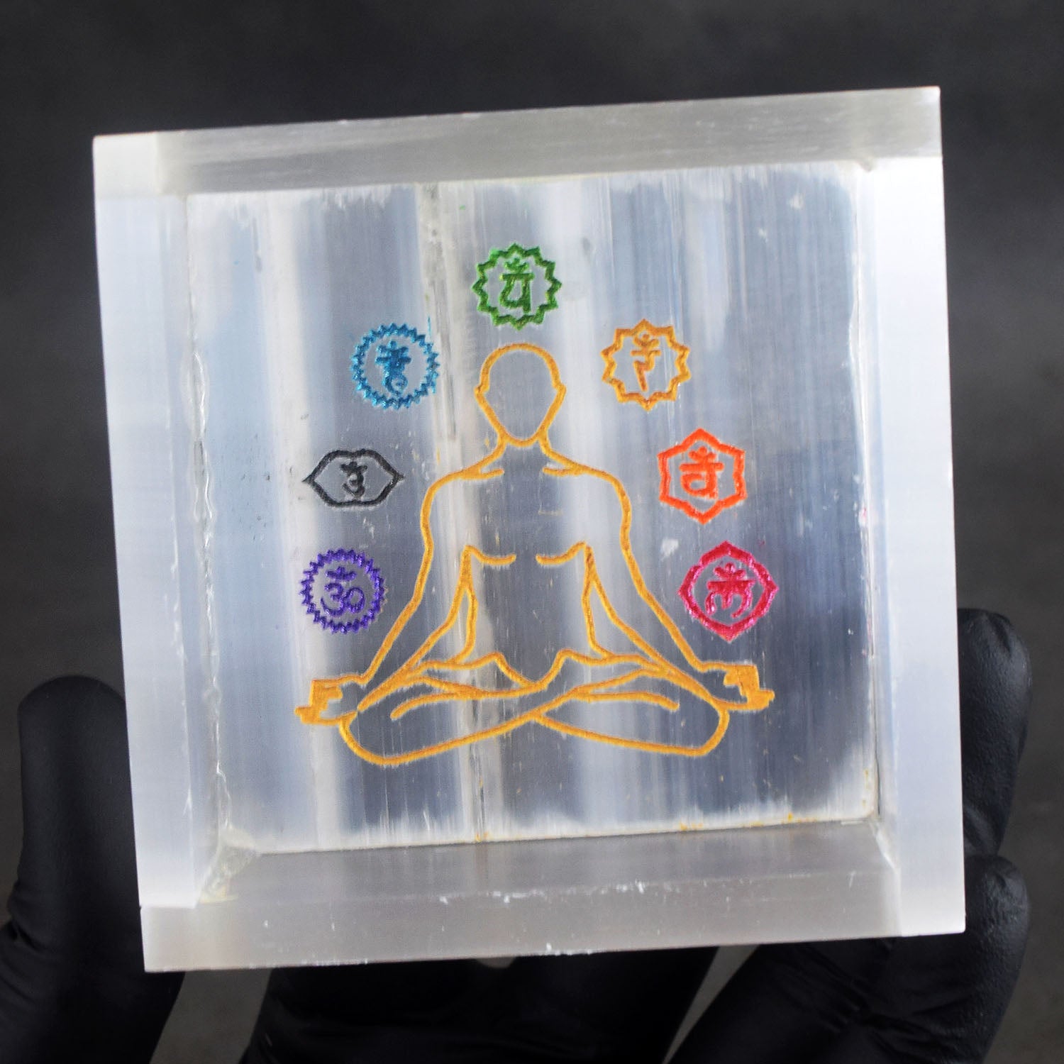 Awesome 948.00 Cts 4 Inches Genuine Selenite Seven Chakra Yoga Crystal Box Crystal