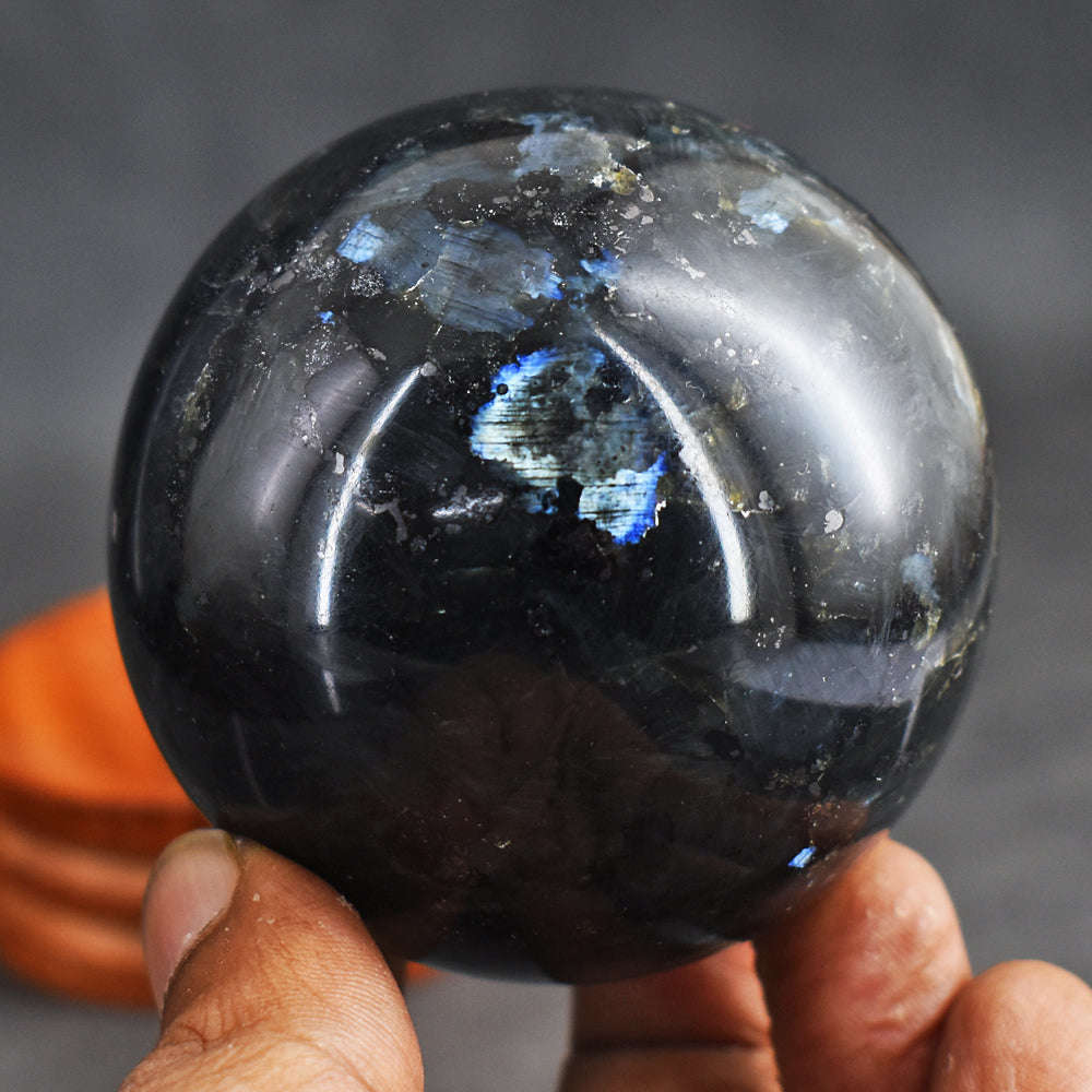 gemsmore:Amazing 1354.00  Cts Genuine Larvikite Hand Carved Healing Sphere