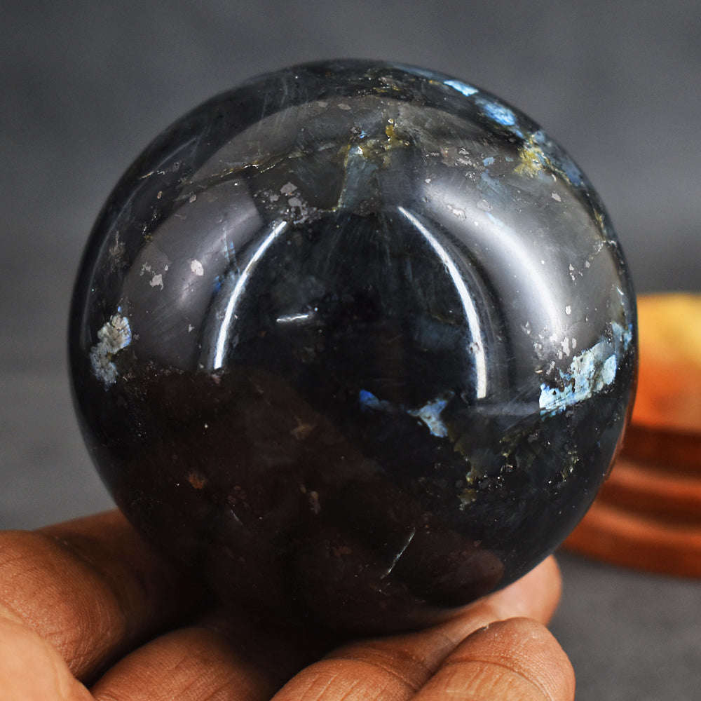 gemsmore:Amazing 1354.00  Cts Genuine Larvikite Hand Carved Healing Sphere