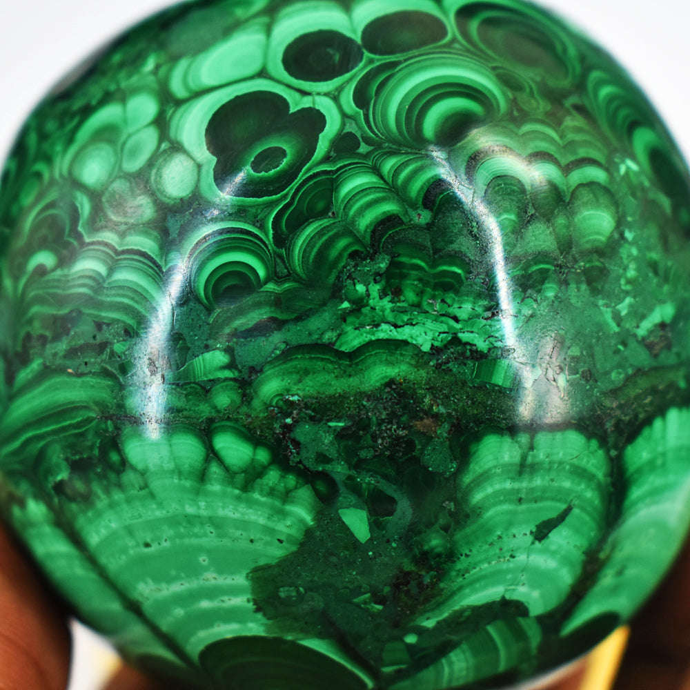 gemsmore:Amazing 2636.00 Cts Malachite Hand Carved Crystal Healing Sphere Gemstone