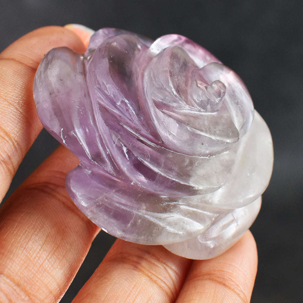 gemsmore:Amazing  292.00  Cts  Genuine Bi - Color   Amethyst  Hand  Carved  Rose  Flower Gemstone