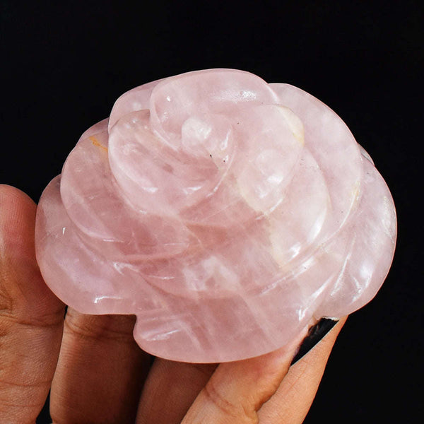 gemsmore:Amazing  729.00 Cts  Pink  Rose  Quartz  Hand  Carved  Rose  Flower Gemstone Carving