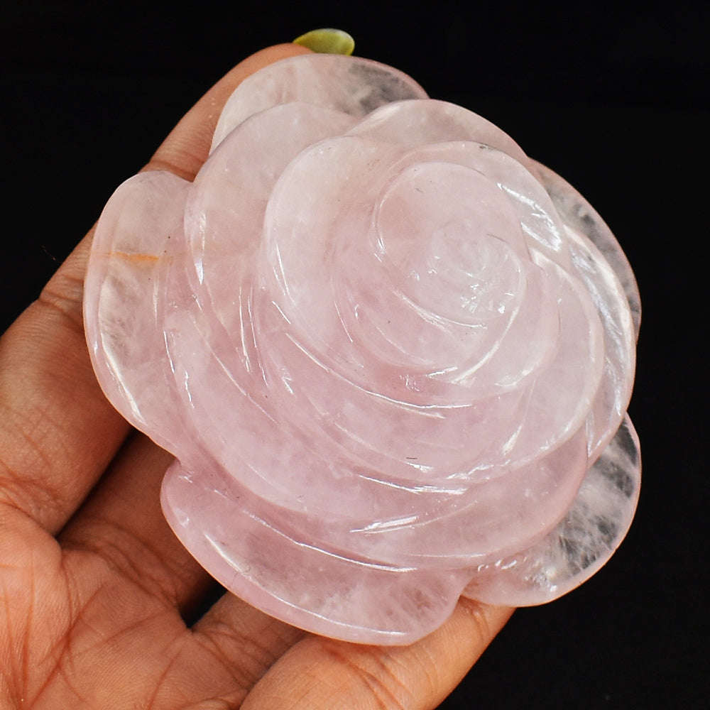 gemsmore:Amazing 760.00 Cts Pink Rose Quartz Hand Carved Rose Flower Carving