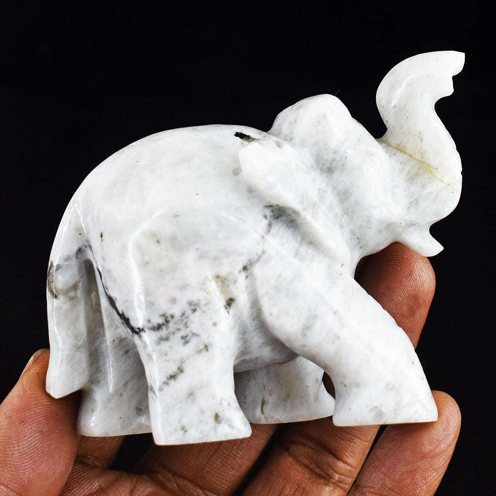 gemsmore:Amazing  946.00  Cts Moonstone  Hand Carved Genuine Crystal Gemstone Carving Elephant