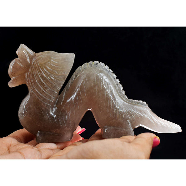 gemsmore:Artisian 1378.00 Cts  Genuine  Smoky Quartz  Hand Carved  Gemstone  Dragon  Carving