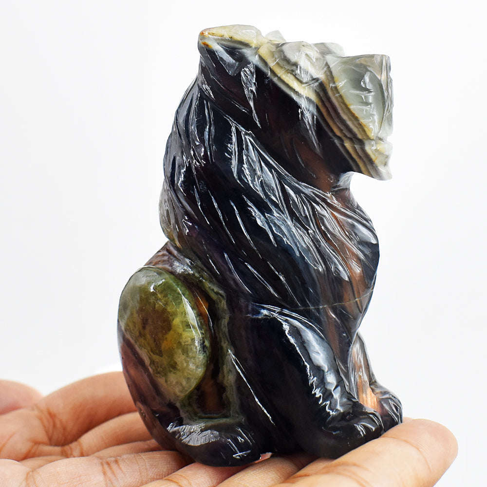 gemsmore:Artisian 1407.00 Cts Multicolor Fluorite Hand Carved Genuine Crystal Gemstone Carving Lion