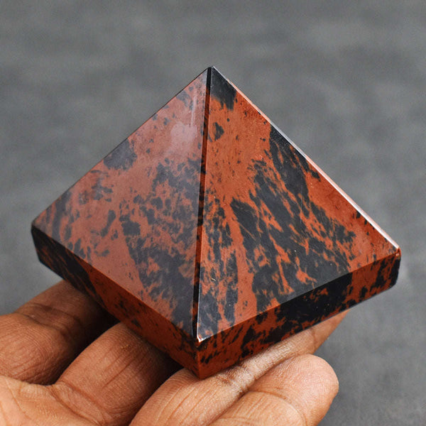 gemsmore:Artisian 579.00  Cts Mahogany  Jasper  Hand Carved  Healing  Pyramid Gemstone