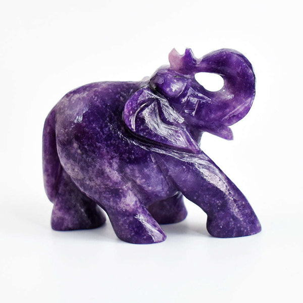 gemsmore:Artisian 720.00 Cts  Genuine  Lepidolite Hand Carved Crystal Gemstone Elephant Carving