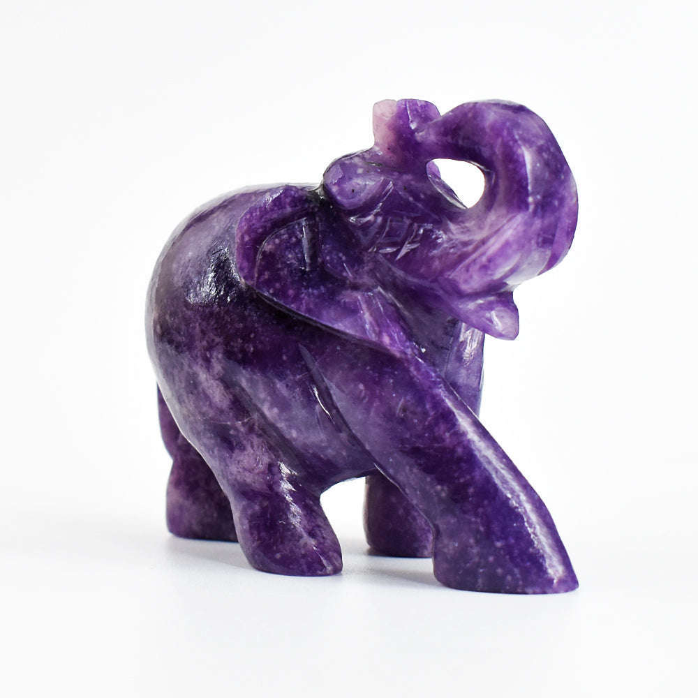 gemsmore:Artisian 720.00 Cts  Genuine  Lepidolite Hand Carved Crystal Gemstone Elephant Carving