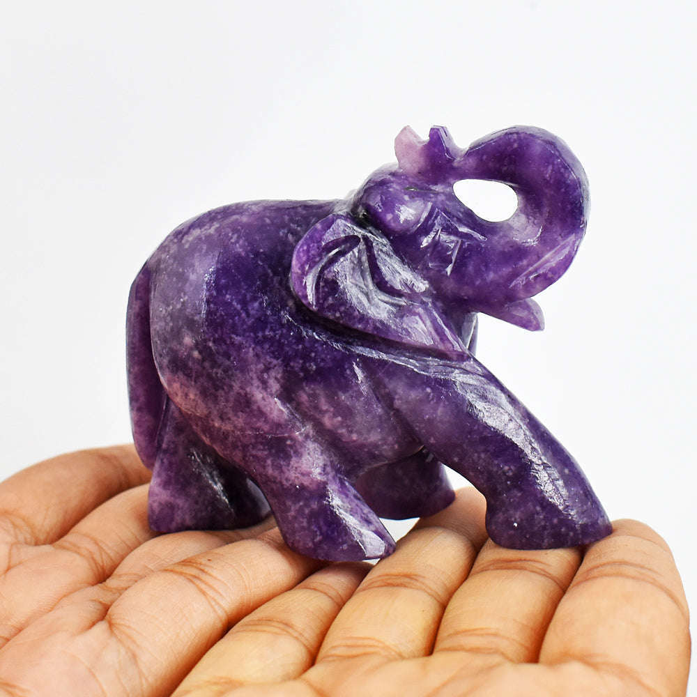 gemsmore:Artisian 720.00 Cts  Genuine  Lepidolite Hand Carved Crystal Gemstone Elephant Carving