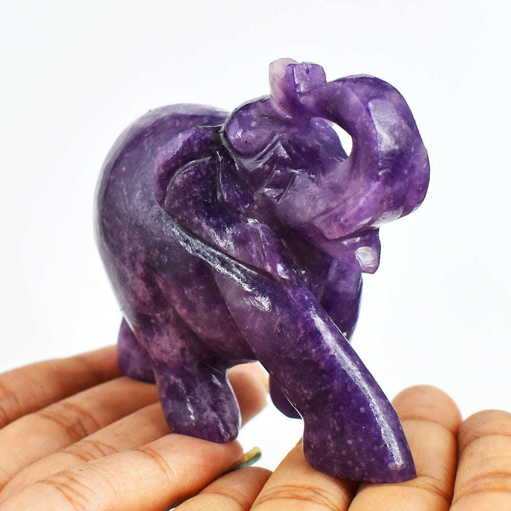 gemsmore:Artisian 720.00 Cts  Genuine  Lepidolite Hand Carved Crystal Gemstone Elephant Carving
