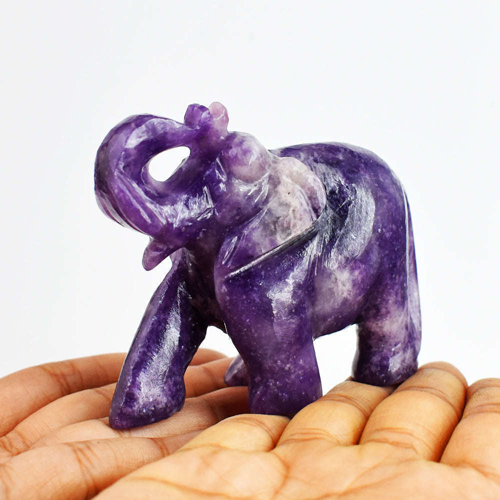 gemsmore:Artisian 720.00 Cts  Genuine  Lepidolite Hand Carved Crystal Gemstone Elephant Carving