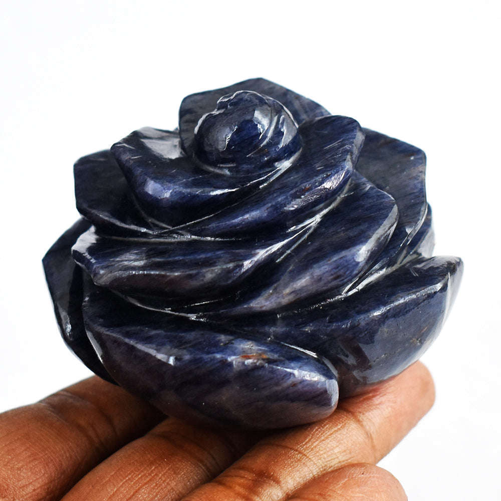 gemsmore:Artisian  978.00 Cts  Genuine  Sodalite  Hand Carved Rose Flower Gemstone Carving