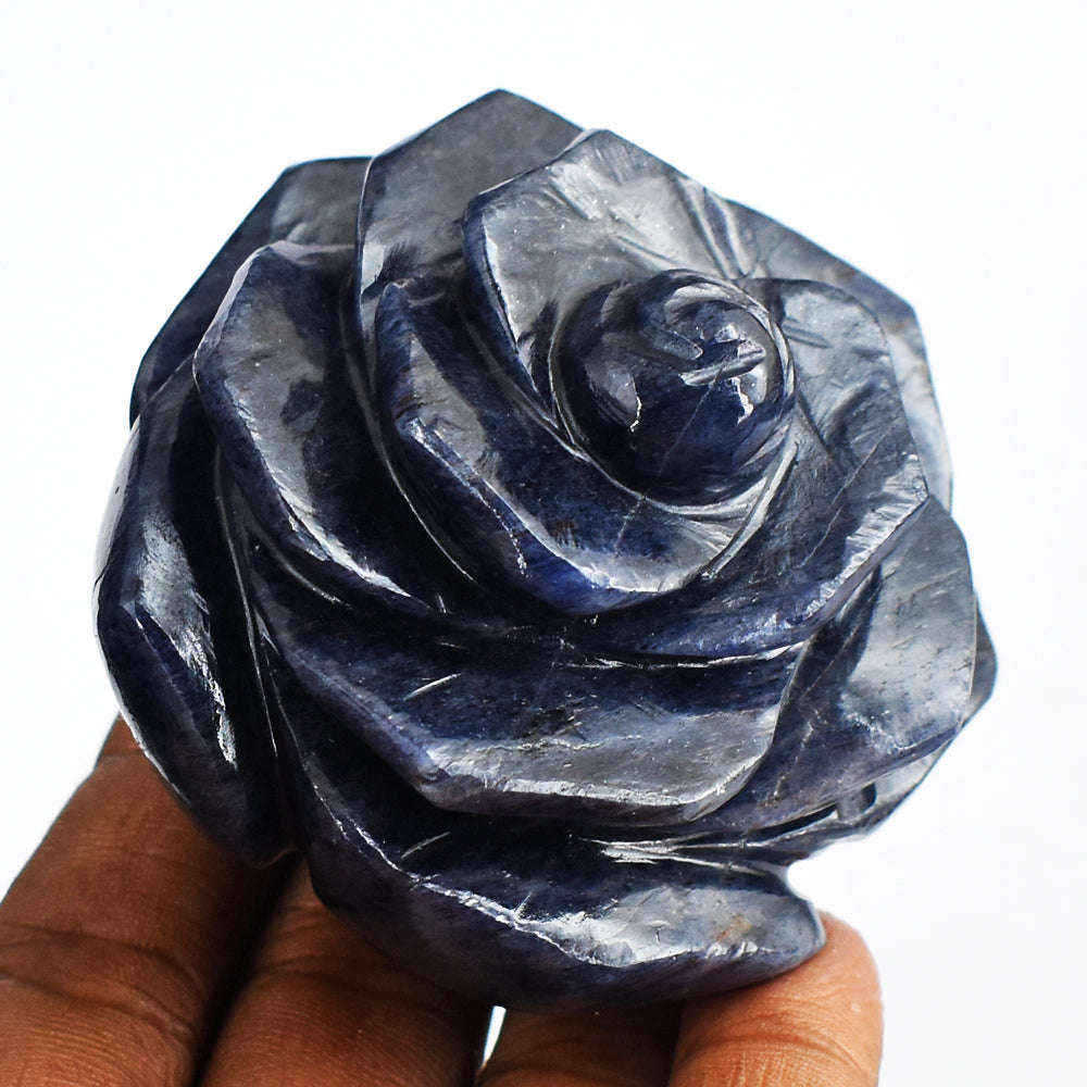 gemsmore:Artisian  978.00 Cts  Genuine  Sodalite  Hand Carved Rose Flower Gemstone Carving