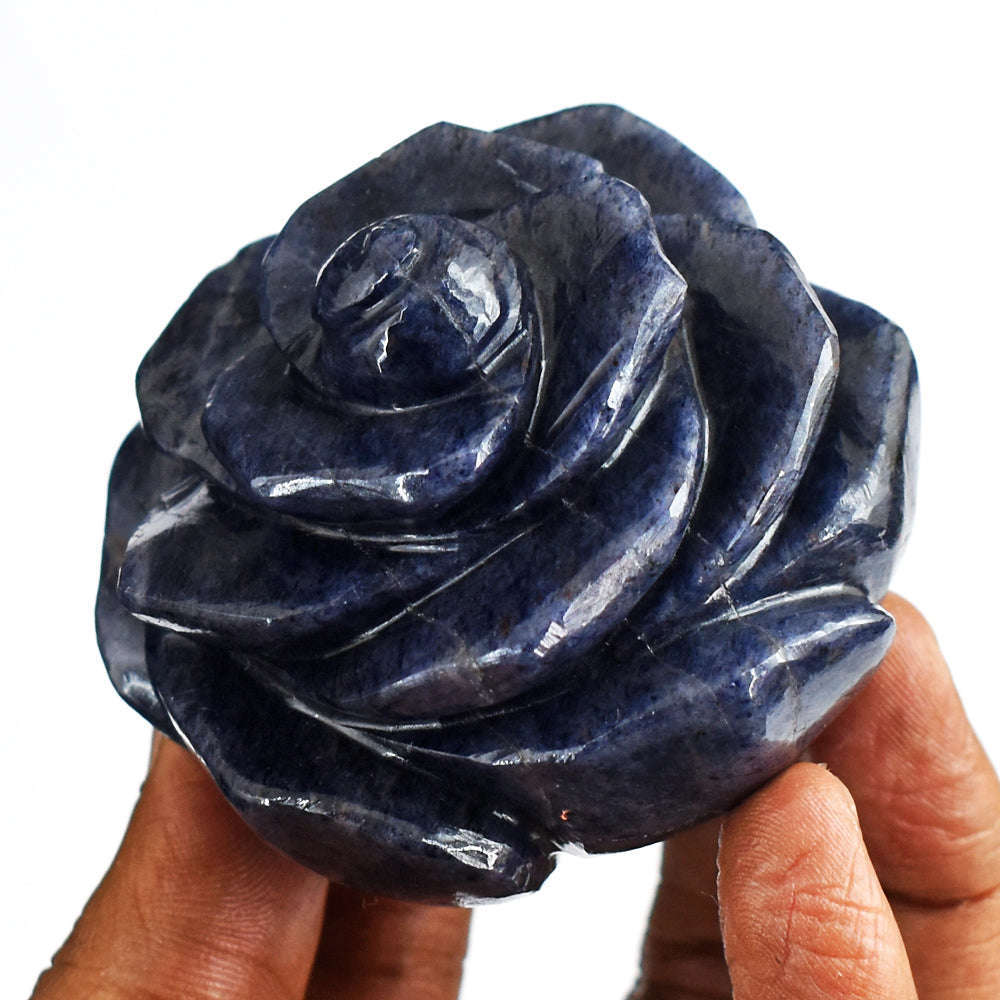 gemsmore:Artisian  978.00 Cts  Genuine  Sodalite  Hand Carved Rose Flower Gemstone Carving