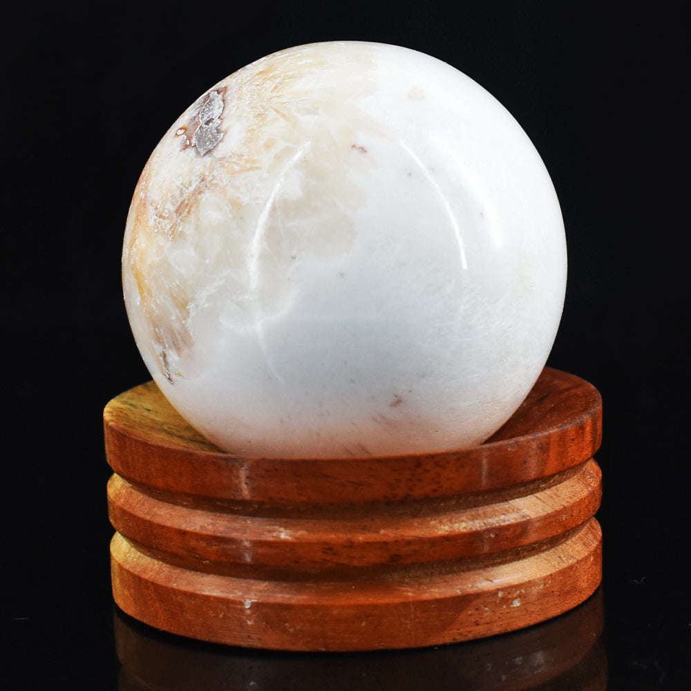 gemsmore:Artisian  Flower Agate Hand Carved Crystal Healing Sphere