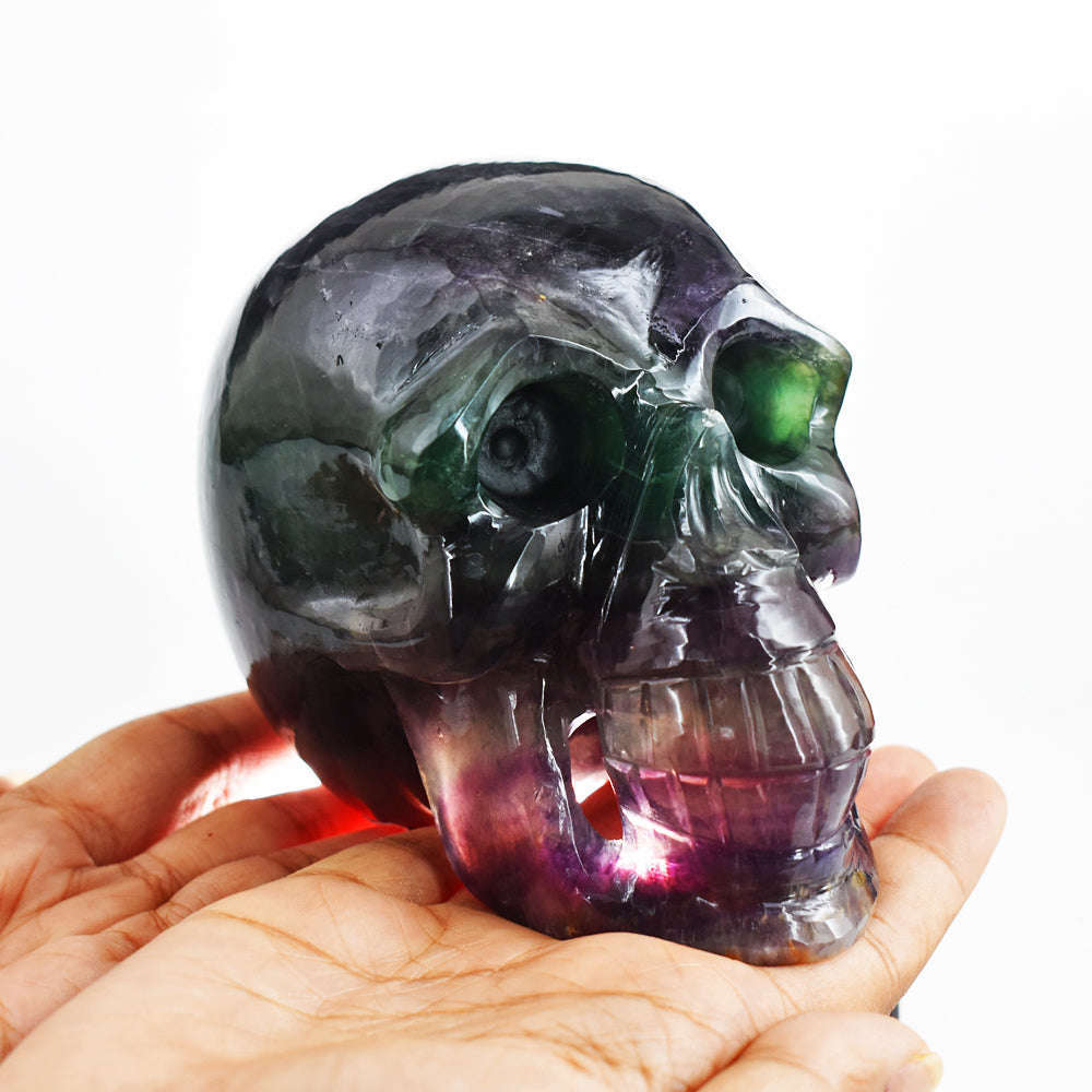 gemsmore:Artisian  Multicolor Fluorite  Hand Carved 6233.00  Cts  Genuine Crystal Gemstone Carving Skull