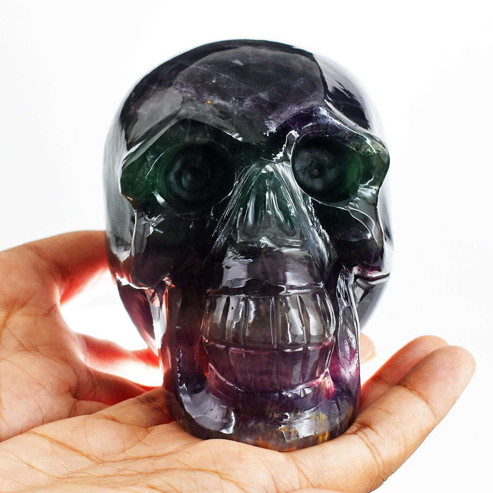 gemsmore:Artisian  Multicolor Fluorite  Hand Carved 6233.00  Cts  Genuine Crystal Gemstone Carving Skull