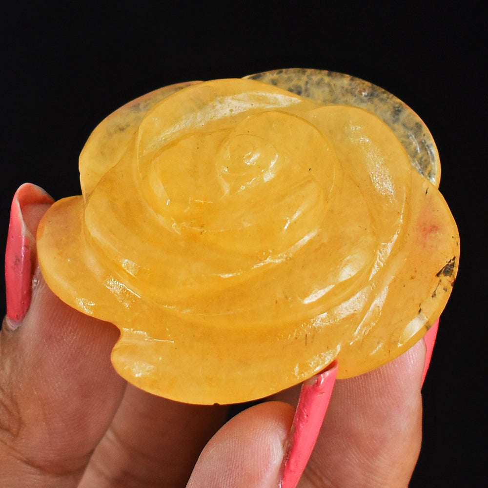 gemsmore:Aventurine  Hand  Carved  191.00 Cts  Genuine  Rose Flower  Gemstone  Carving