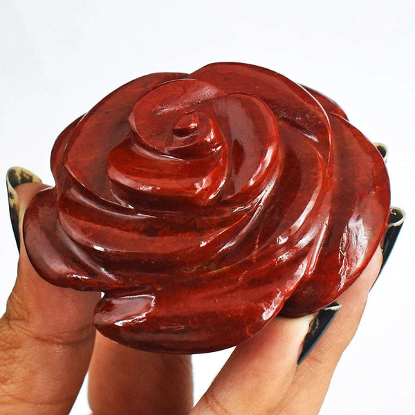 gemsmore:Awesome  502.00  Cts  Red  Jasper  Hand  Carved  Rose  Flower  Gemstone