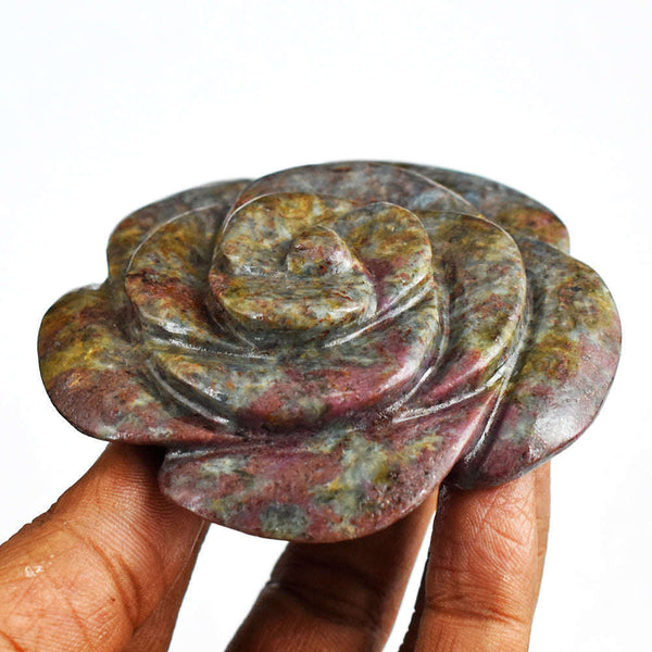 gemsmore:Awesome 780.00 Cts  Ruby  In  Kyanite  Genuine  Hand Carved Genuine Carving Rose