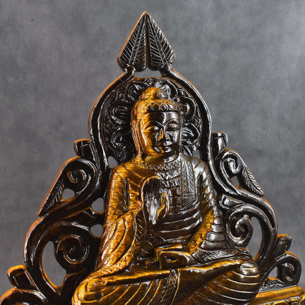 gemsmore:Awesome  8815.00  Cts Golden Tiger Eye  Hand  Carved  Crystal  Idol  Lord  Buddha  Statue