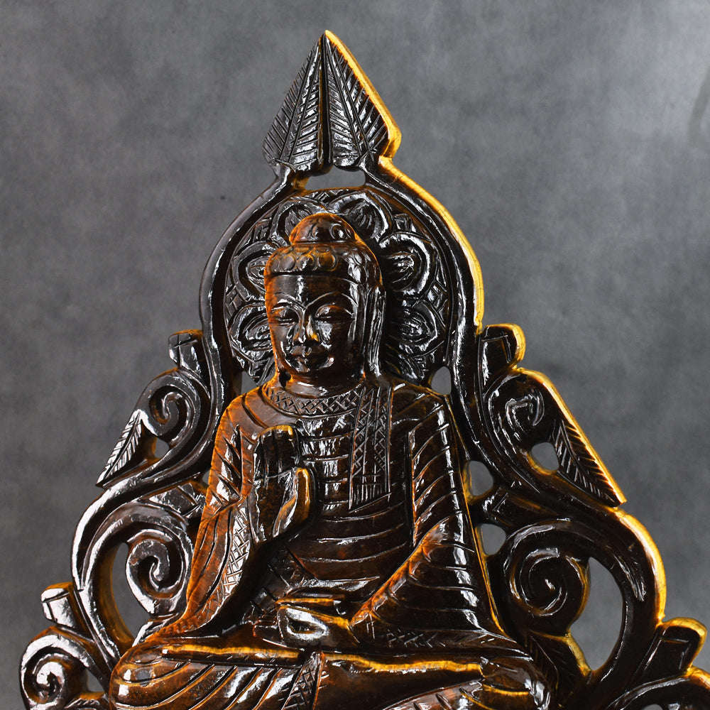 gemsmore:Awesome  8815.00  Cts Golden Tiger Eye  Hand  Carved  Crystal  Idol  Lord  Buddha  Statue