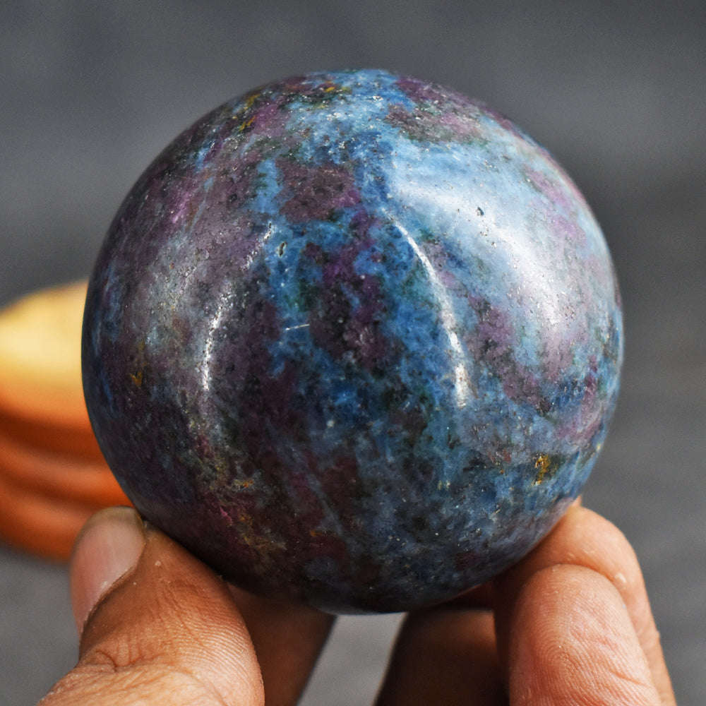 gemsmore:Awesome  Ruby In Kyanite  Genuine 1044.00 Cts  Hand Carved Crystal Healing Sphere