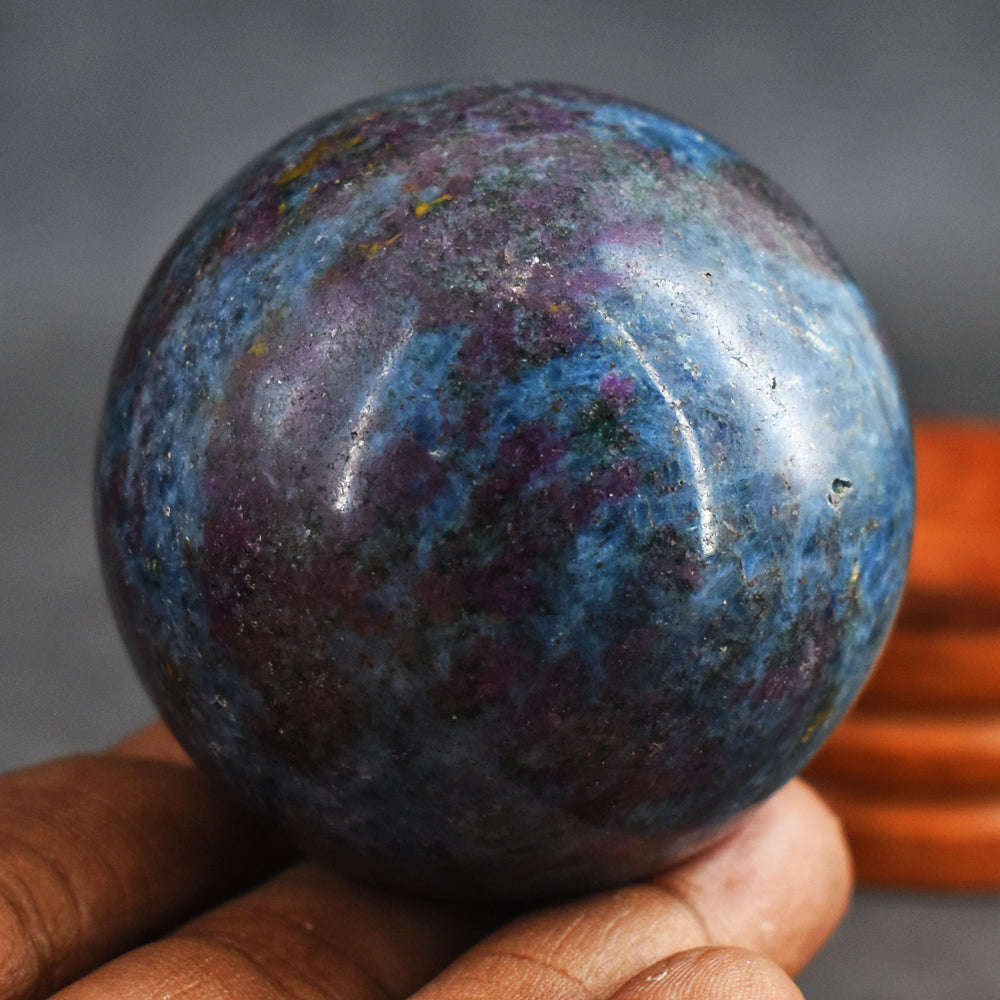 gemsmore:Awesome  Ruby In Kyanite  Genuine 1044.00 Cts  Hand Carved Crystal Healing Sphere