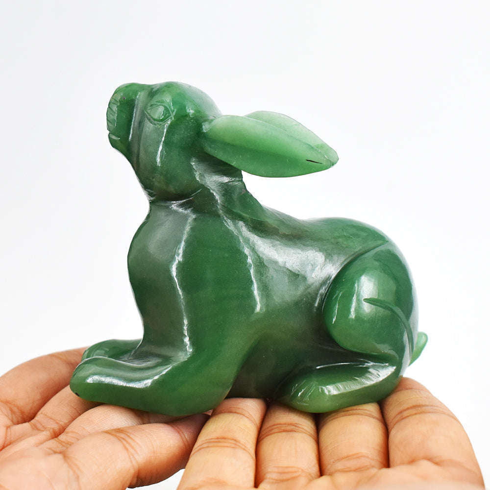 gemsmore:Beautiful 1306.00 Carats  Genuine  Green  Aventurine  Hand Carved  Gemstone  Bunny Carving