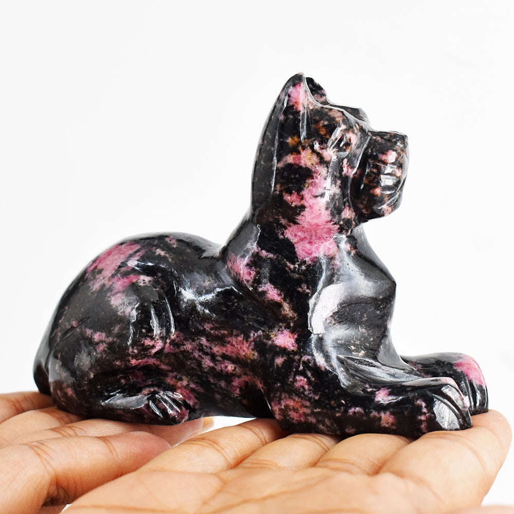 gemsmore:Beautiful  1974.00  Cts  Rhodonite  Hand Carved Craftsmen  Carved Crystal  Dog Gemstone