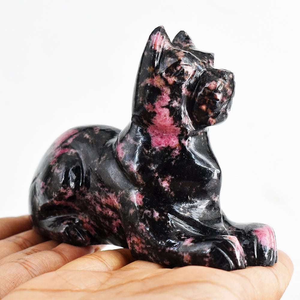 gemsmore:Beautiful  1974.00  Cts  Rhodonite  Hand Carved Craftsmen  Carved Crystal  Dog Gemstone