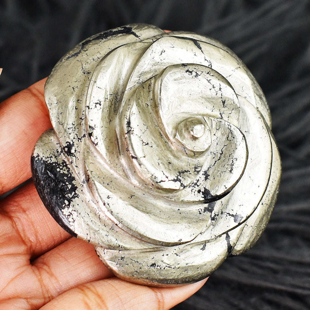 gemsmore:Beautiful  994.00  Carats  Genuine  Pyrite  Hand  Carved  Rose  Flower  Gemstone