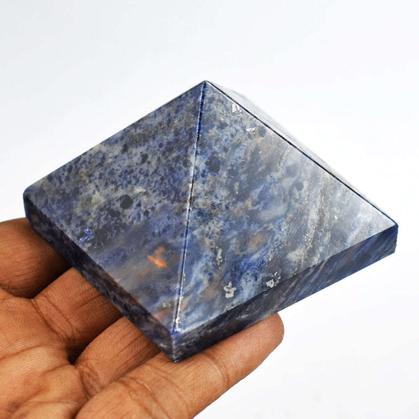 gemsmore:Beautiful  Blue  Sodalite  Hand  Carved Natural  Healing Pyramid Gemstone