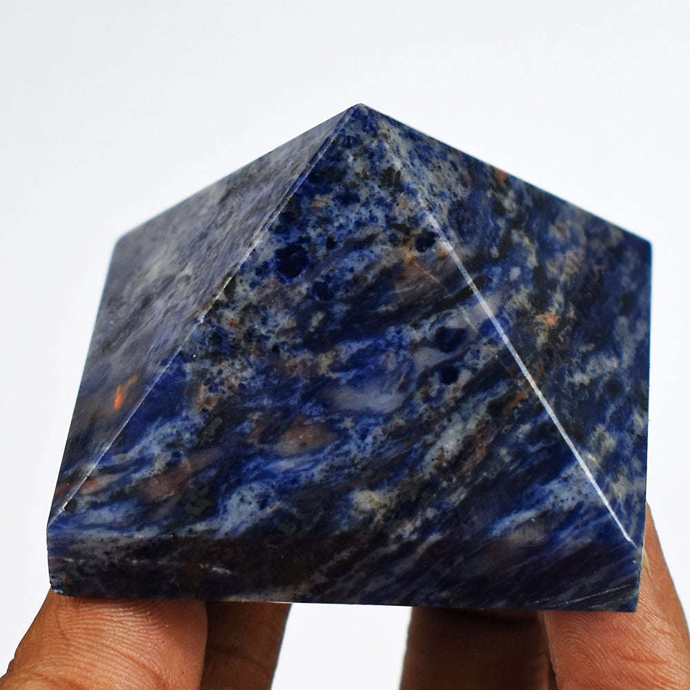 gemsmore:Beautiful  Blue  Sodalite  Hand  Carved Natural  Healing Pyramid Gemstone