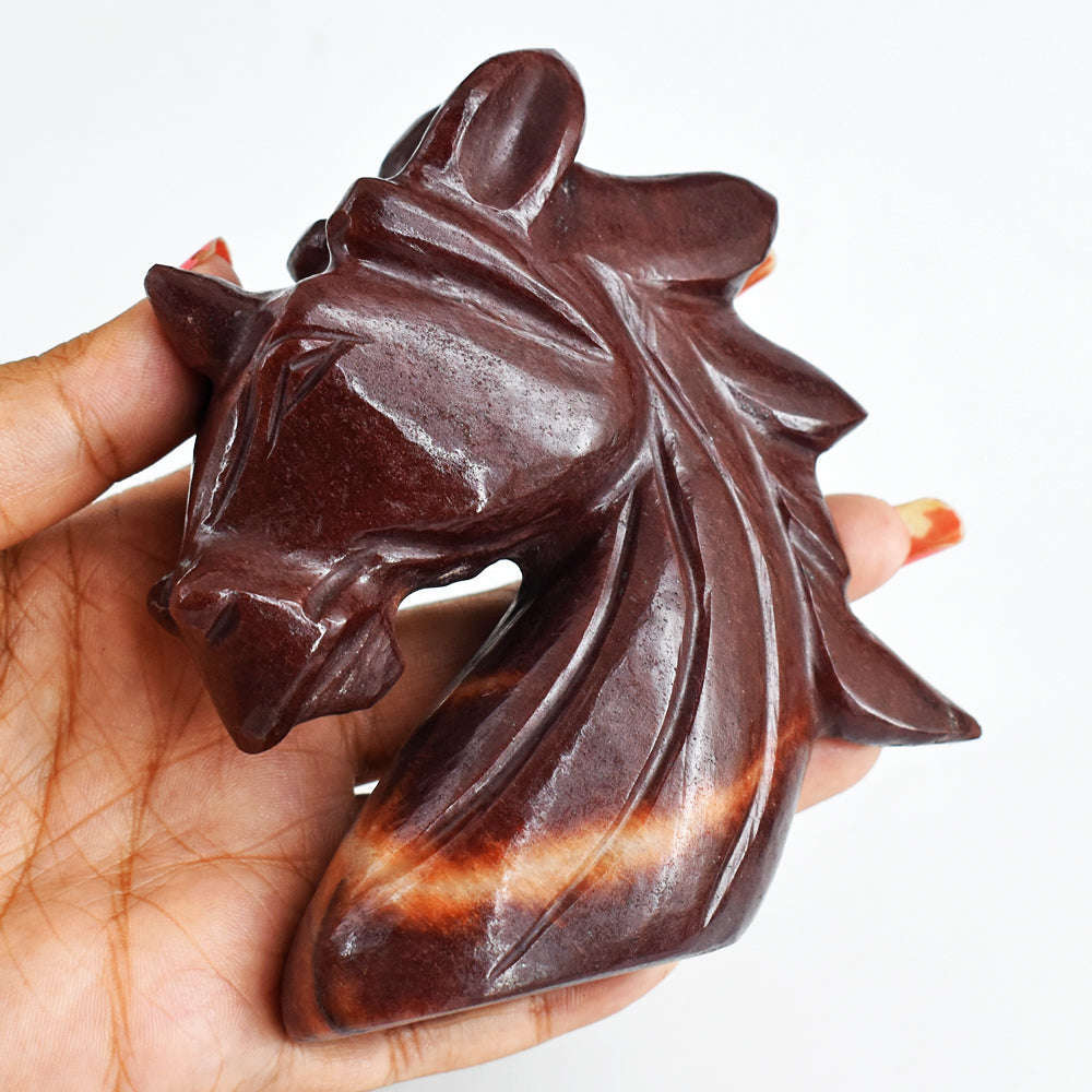 gemsmore:Craftsmen  1419.00  Cts  Chocolate Jasper   Hand Carved Genuine Crystal Gemstone Carving Unicorn Head