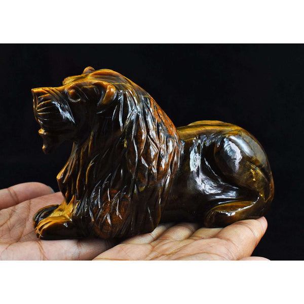 gemsmore:Craftsmen 2928.00  Carats Genuine  Golden Tiger Eye Hand Carved Crystal Gemstone Carving Lion