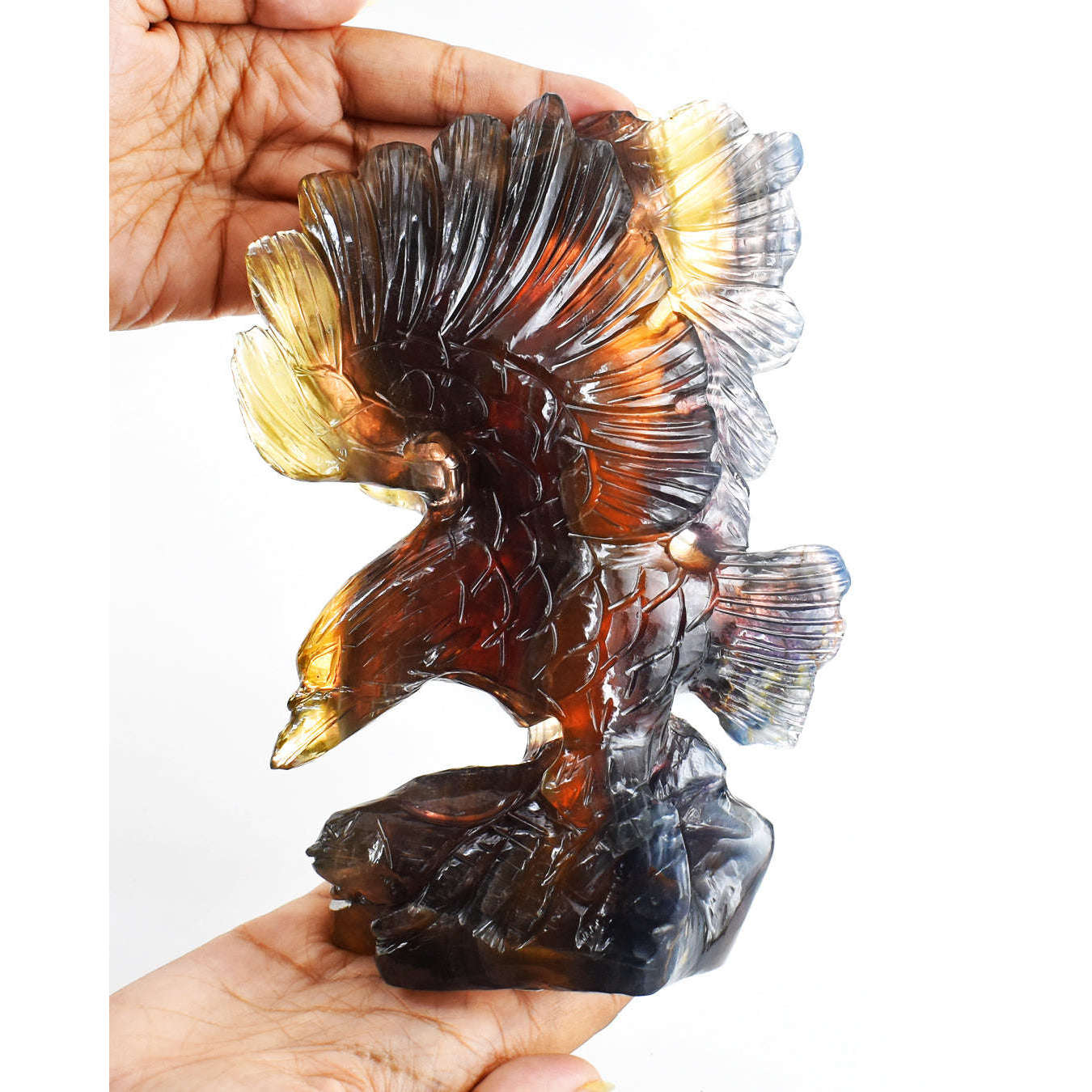 gemsmore:Craftsmen 5950.00  Cts  Genuine  Multicolor Fluorite Hand Carved Crystal Gemstone  Eagle Craving