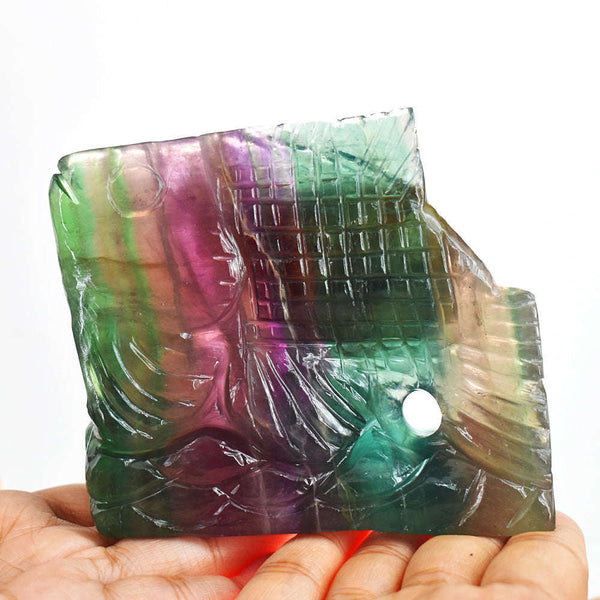gemsmore:Craftsmen Multicolor Fluorite Hand Carved Genuine Crystal Gemstone Carving Fish