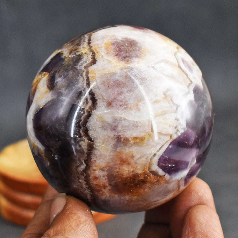 gemsmore:Exclusive  1340.00 Carats  Chevron Amethyst  Hand Carved Crystal Healing Sphere