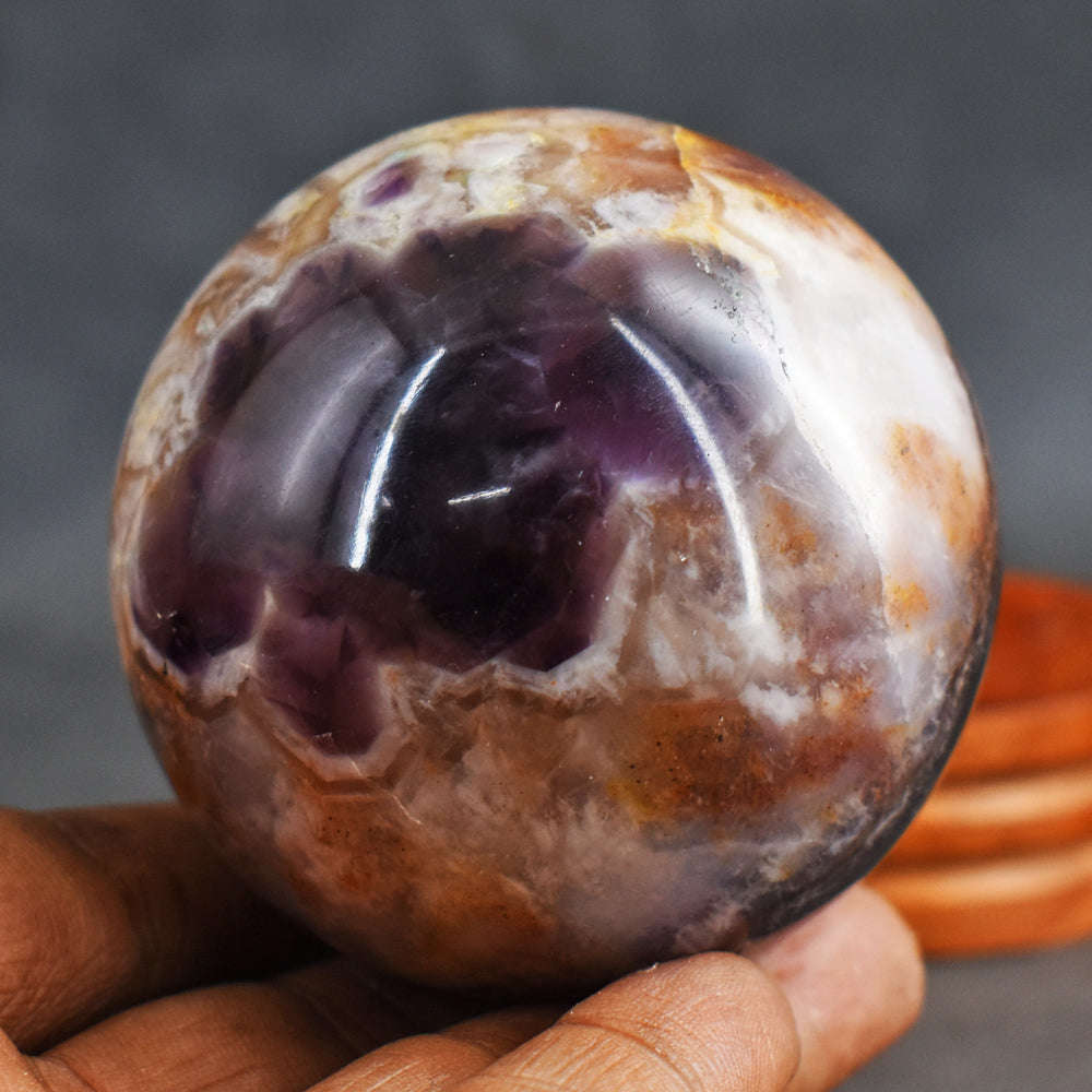 gemsmore:Exclusive  1340.00 Carats  Chevron Amethyst  Hand Carved Crystal Healing Sphere